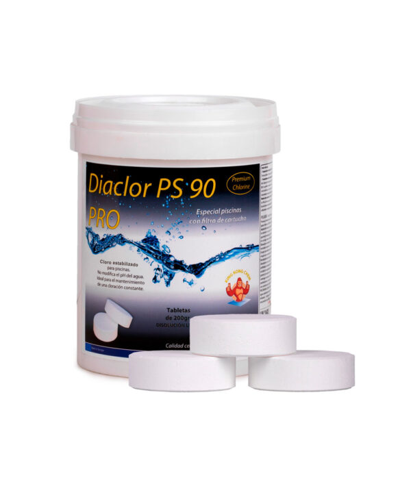 Diaclor PS 90 PRO - Cloro Piscinas Filtro Cartucho - Pastillas 200 gr - 1 kg