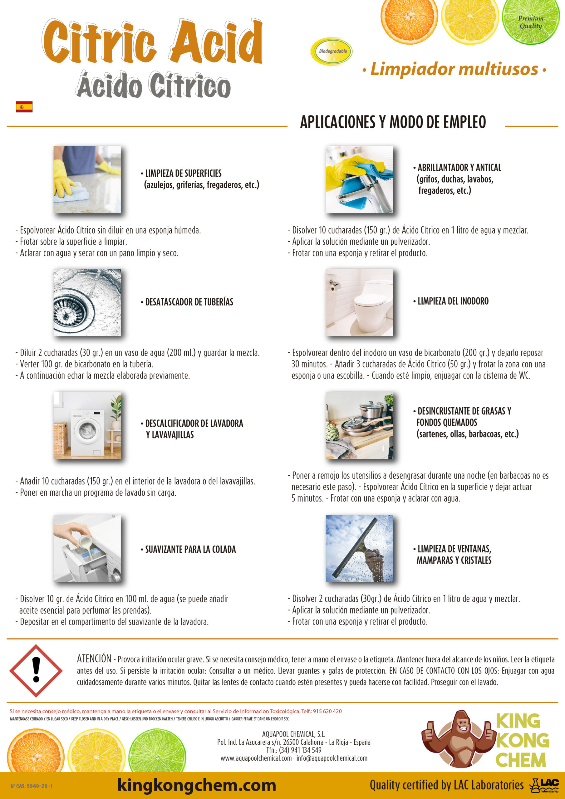 10 Usos y Trucos de Limpieza Ecológica con Ácido Cítrico