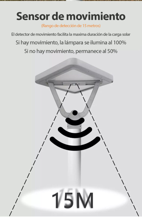 FAROLA SOLAR LED JARDÍN – Sensor movimiento – Control remoto – 10.000 lumens