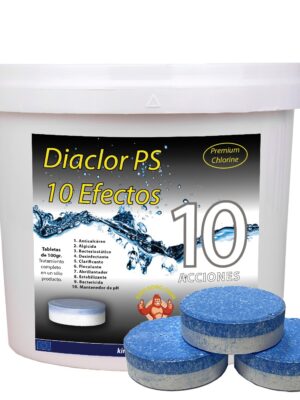 DIACLOR PS 10 EFECTOS – Cloro Multiacción Piscina Pastillas 100 gr – 3 Kg