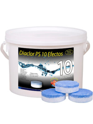DIACLOR PS 10 EFECTOS - Cloro Multiacción Piscina Pastillas 200 gr - 3 Kg
