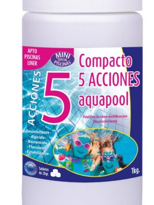 Pastillas de cloro 5 Acciones 20 gr disolución lenta Aquapool – 1 kg